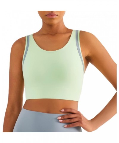 Racerback Molded Cup Crop Tank Tops High Impact Yoga Sports Bra Light Green $12.74 Activewear