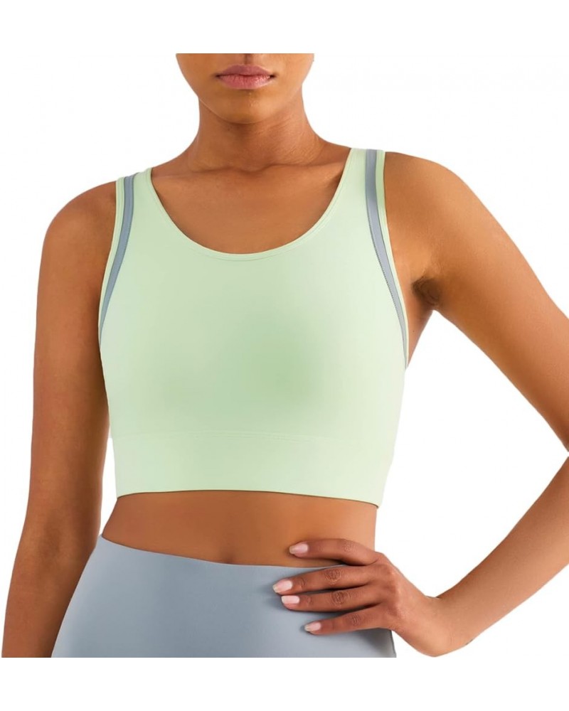 Racerback Molded Cup Crop Tank Tops High Impact Yoga Sports Bra Light Green $12.74 Activewear