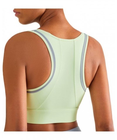 Racerback Molded Cup Crop Tank Tops High Impact Yoga Sports Bra Light Green $12.74 Activewear