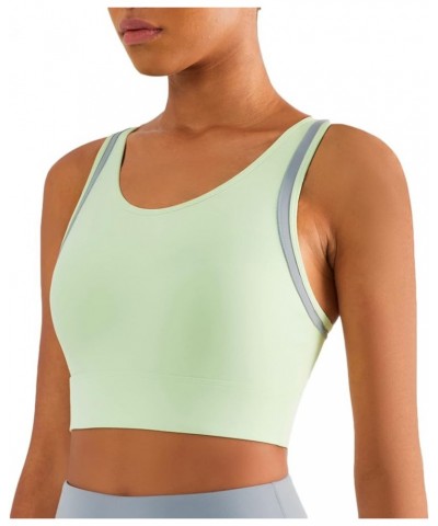 Racerback Molded Cup Crop Tank Tops High Impact Yoga Sports Bra Light Green $12.74 Activewear