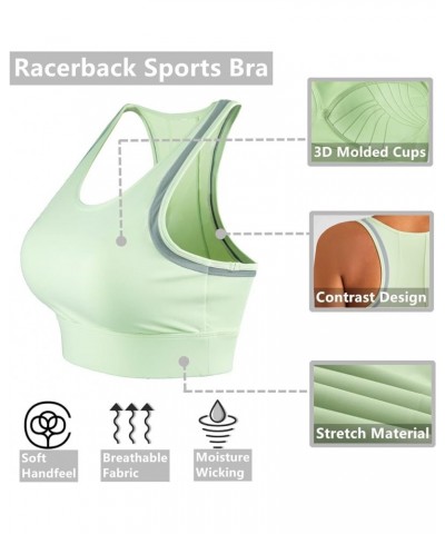 Racerback Molded Cup Crop Tank Tops High Impact Yoga Sports Bra Light Green $12.74 Activewear