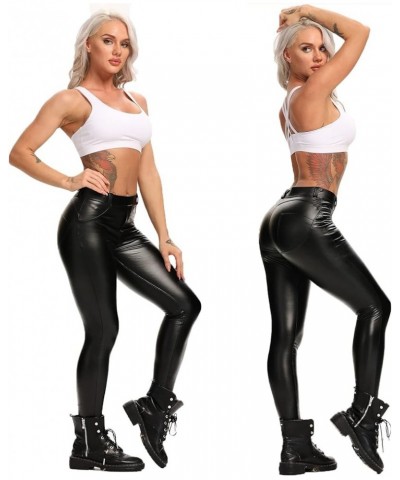 Women's Faux Leather Pants High Waisted Pu Leggings Stretchy Black Tights 1 Black $16.19 Leggings