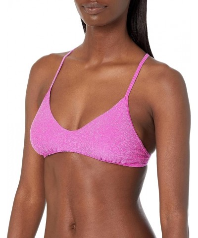 Women's Madison Fixed Triangle Bikini Top Swimsuit Sparkle Pink $10.89 Swimsuits