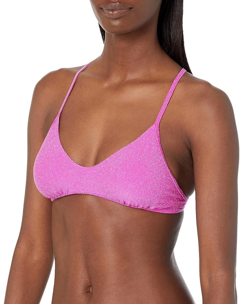 Women's Madison Fixed Triangle Bikini Top Swimsuit Sparkle Pink $10.89 Swimsuits