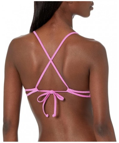 Women's Madison Fixed Triangle Bikini Top Swimsuit Sparkle Pink $10.89 Swimsuits