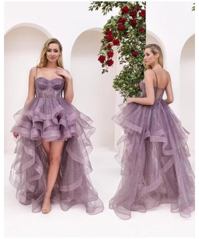 Spaghetti Cocktail Party Dress for Women High-Low Ruffled Summer Dress Long Trailing Prom Ball Gown Coral $51.30 Dresses