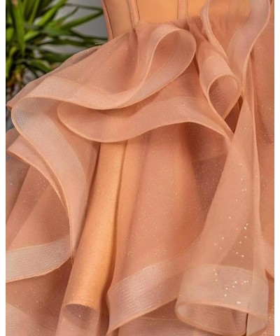 Spaghetti Cocktail Party Dress for Women High-Low Ruffled Summer Dress Long Trailing Prom Ball Gown Coral $51.30 Dresses