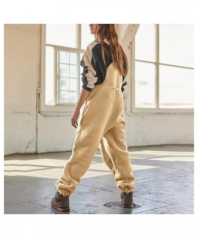 Women Wool Cashmere Overalls Loose Solid Coveralls Warm Soft Workwear Pants Jumpsuits Rompers with Pocket $02-khaki $15.36 Ov...