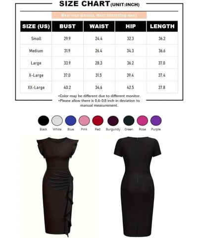 Women's 2024 Flutter Sleeve Bodycon Midi Dress Sexy Crew Neck Knit Ruffle Wear to Work Cocktail Party Pencil Dresses Red $17....