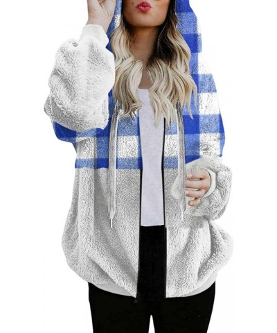 Zipper Hoodies For Women Trendy Oversized Casual Sherpa Pullover Fuzzy Fleece Hoodie Outwear Coat with Pocket New-5-blue $7.4...