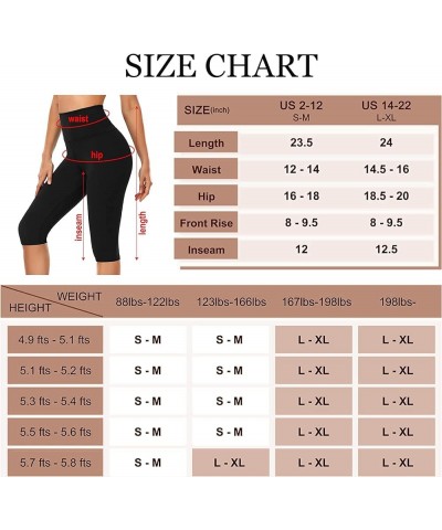 Women's Knee Length Leggings-High Waisted Capri Pants Biker Shorts for Women Yoga Workout Exercise Short Casual Summer 03-bla...