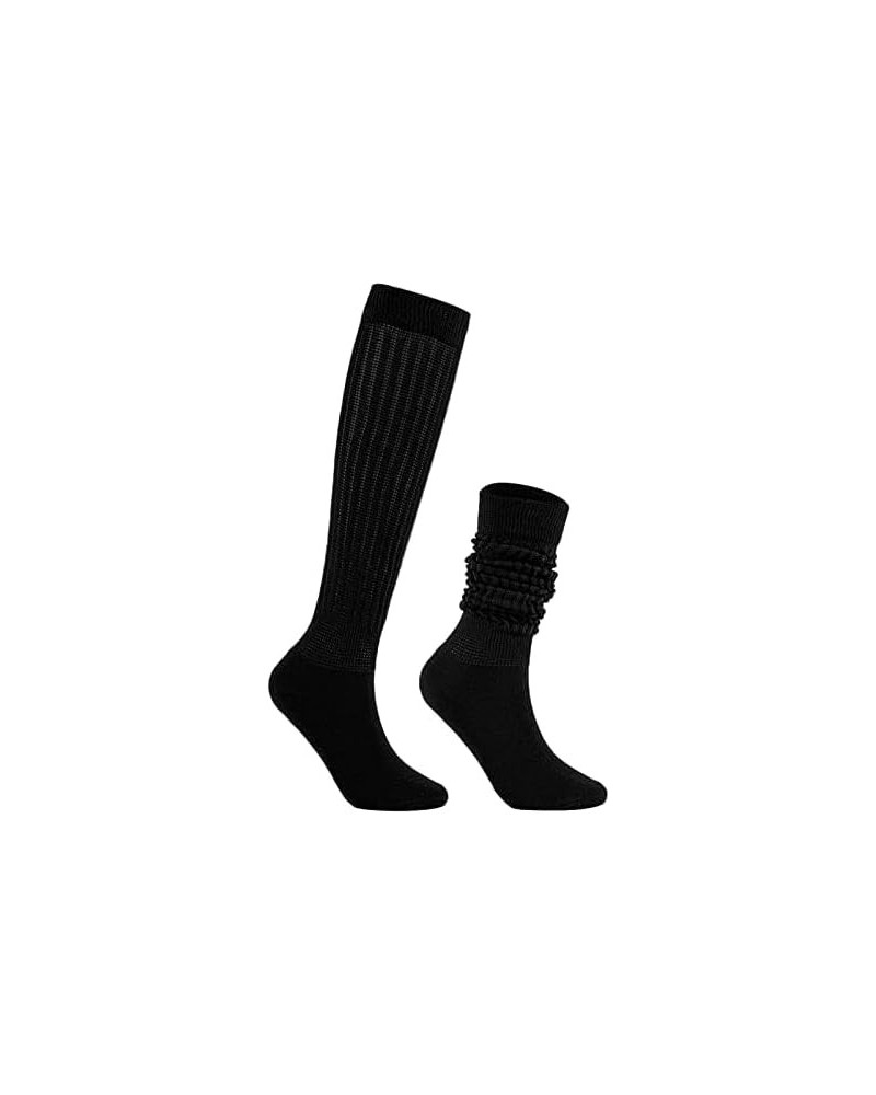 Womens Slouch Socks Extra Long Scrunch Socks Knee High Socks Boot Socks Black $7.41 Activewear