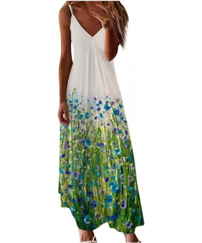 Summer Maxi Dresses for Women 2023 Sexy Beach Flowy Long Dress Boho Floral Sleeveless v Neck Sundress Loose Casual 01 Green $...