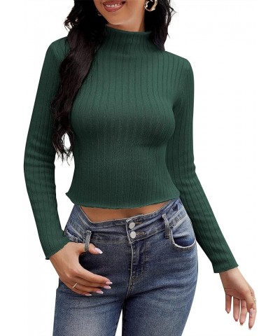 ZAFUL Women's Mock Neck Tops Long Sleeve Ribbed Knit Pullover Cropped Fall Sweater 1-deep Green $14.70 Sweaters