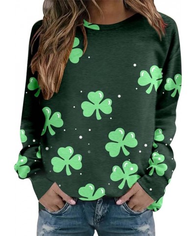 Womens St. Patrick's Day Clover Printed Hoodies Irish Shamrock Green Sweatshirt Long Sleeve Round Neck Pullover Tops Beige 1 ...