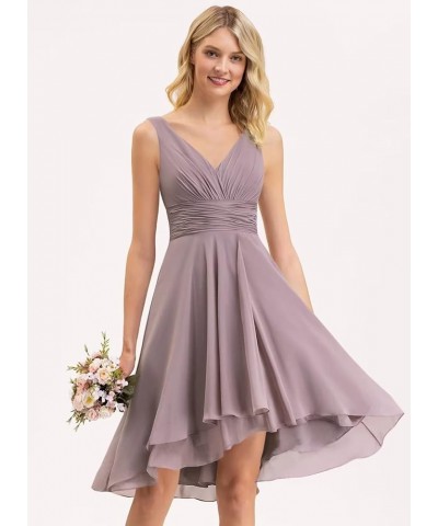 Women’s Double V Neck Short Bridesmaid Dresses 2023 Ruched Chiffon Formal Homecoming Dress for Party RO047 Mulberry $30.67 Dr...