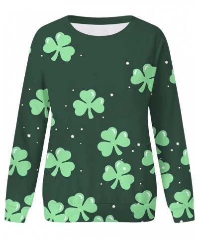 Womens St. Patrick's Day Clover Printed Hoodies Irish Shamrock Green Sweatshirt Long Sleeve Round Neck Pullover Tops Beige 1 ...