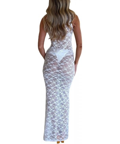 Women 2 Piece Maxi Skirt Set Y2k Lace Up Back Tie Up Tank Tops Bodycon Long Skirt Summer Party Club Streetwear R White $10.63...