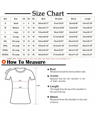 Plus Size Womens Deep V Neck Tunic Tops Cotton Linen Short Sleeve Loose T-Shirts Summer Casual Fashion Stand Collar Blouses K...