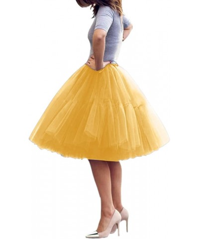 Adult Mesh Tulle Midi Skirt Women High Waist Knee Length Layered Tulle Skirt Puffy Layered Ballet Tulle C $9.50 Skirts