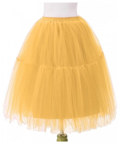 Adult Mesh Tulle Midi Skirt Women High Waist Knee Length Layered Tulle Skirt Puffy Layered Ballet Tulle C $9.50 Skirts