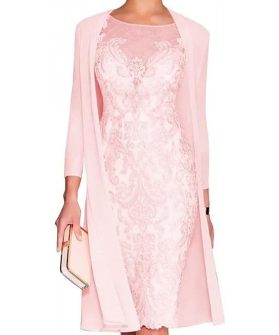 Mother of The Bride Dresses with Jackets Chiffon Lace Wedding Guest Dress Two Pieces Mermaid Formal Evening Dress Pink $41.24...