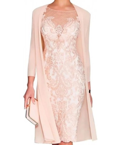 Mother of The Bride Dresses with Jackets Chiffon Lace Wedding Guest Dress Two Pieces Mermaid Formal Evening Dress Pink $41.24...