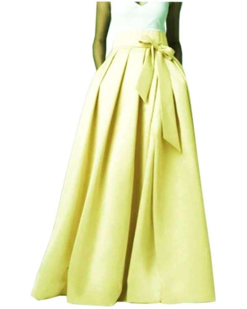 Women's Long Satin Pleated Maxi Skirt A-Line High Waist Prom Party Skirts with Pockets Daffodil $23.99 Skirts