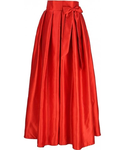 Women's Long Satin Pleated Maxi Skirt A-Line High Waist Prom Party Skirts with Pockets Daffodil $23.99 Skirts