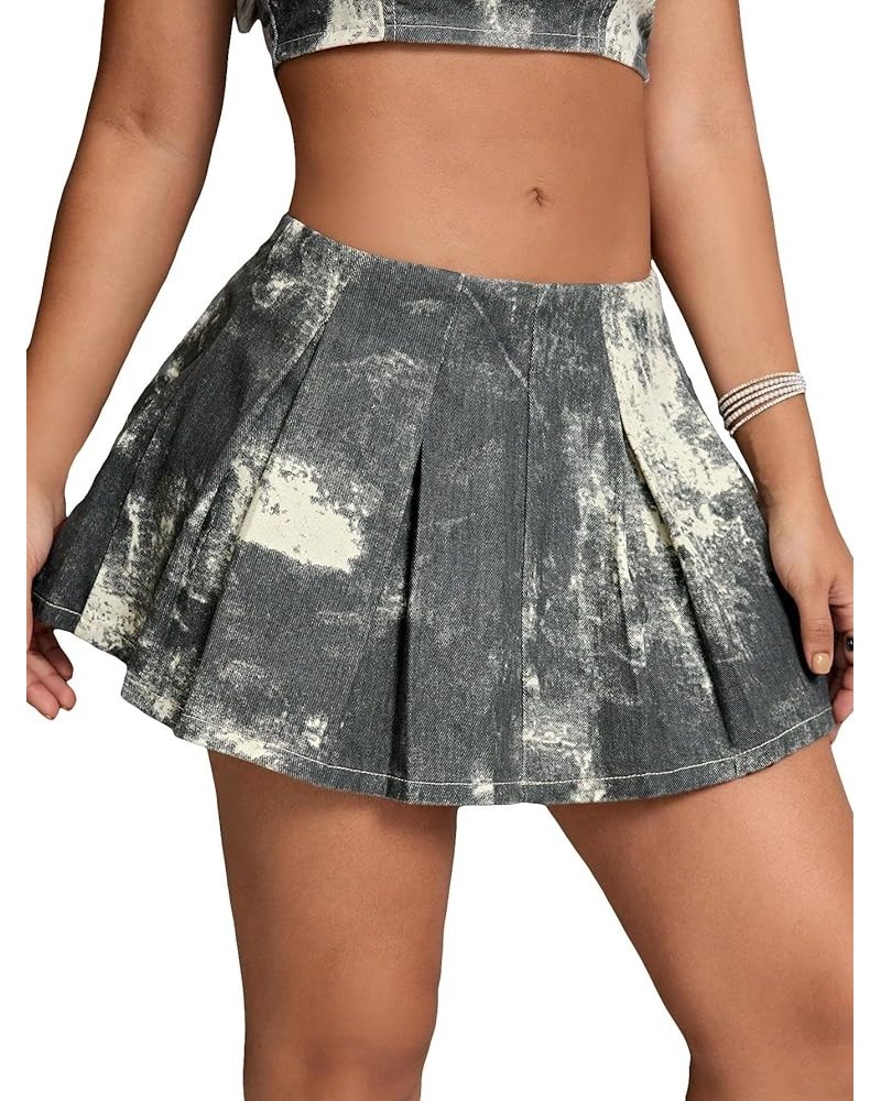 Women's Casual Pleated Hem Mini Skirt School Uniform Short Skirts Dark Grey $21.27 Skirts