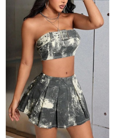 Women's Casual Pleated Hem Mini Skirt School Uniform Short Skirts Dark Grey $21.27 Skirts