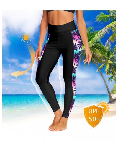 Print Swim Pants for Women Sun Protection High Waisted Swimming Leggings Rash Guard Pants Coconut Pink $11.76 Swimsuits