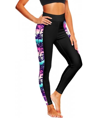 Print Swim Pants for Women Sun Protection High Waisted Swimming Leggings Rash Guard Pants Coconut Pink $11.76 Swimsuits