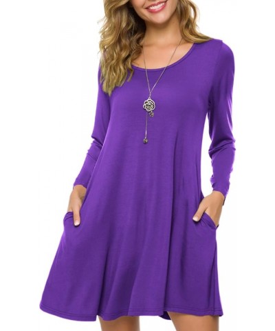 Plus Size Casual T Shirt Dresses for Women Flowy Swing Tunic Dress Pockets Deep Purple $15.29 Others