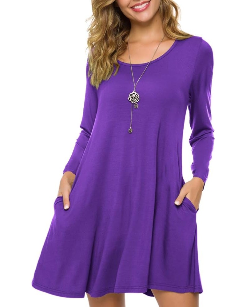 Plus Size Casual T Shirt Dresses for Women Flowy Swing Tunic Dress Pockets Deep Purple $15.29 Others