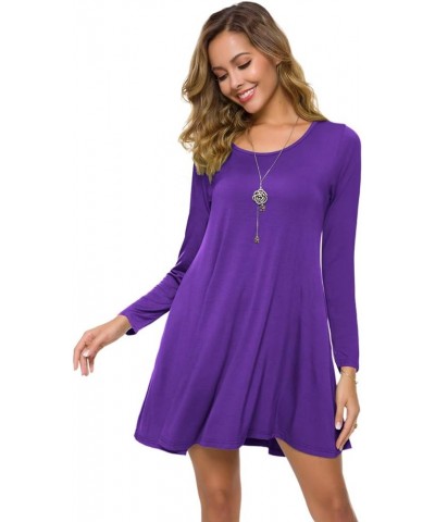 Plus Size Casual T Shirt Dresses for Women Flowy Swing Tunic Dress Pockets Deep Purple $15.29 Others