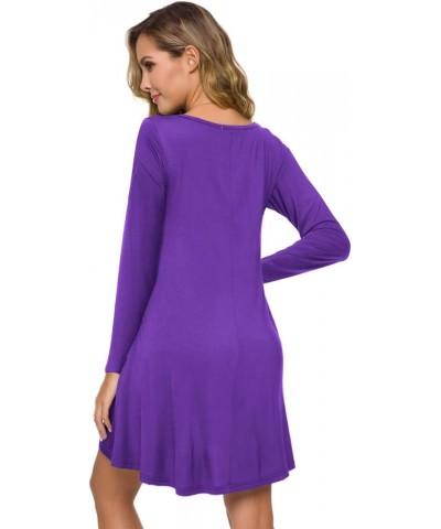 Plus Size Casual T Shirt Dresses for Women Flowy Swing Tunic Dress Pockets Deep Purple $15.29 Others