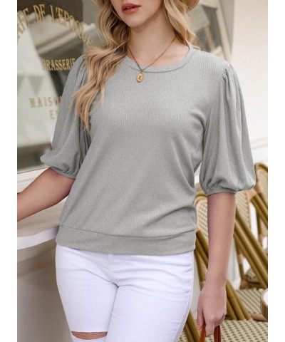 Summer Tops for Women 2024 Trendy Crewneck Short Sleeve T Shirts Casual Slim Fit 7 Gray $11.00 T-Shirts