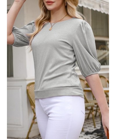 Summer Tops for Women 2024 Trendy Crewneck Short Sleeve T Shirts Casual Slim Fit 7 Gray $11.00 T-Shirts