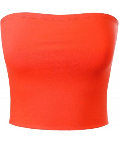 Women's Casual Strapless Basic Sexy Tube Top Orange $11.30 Tanks