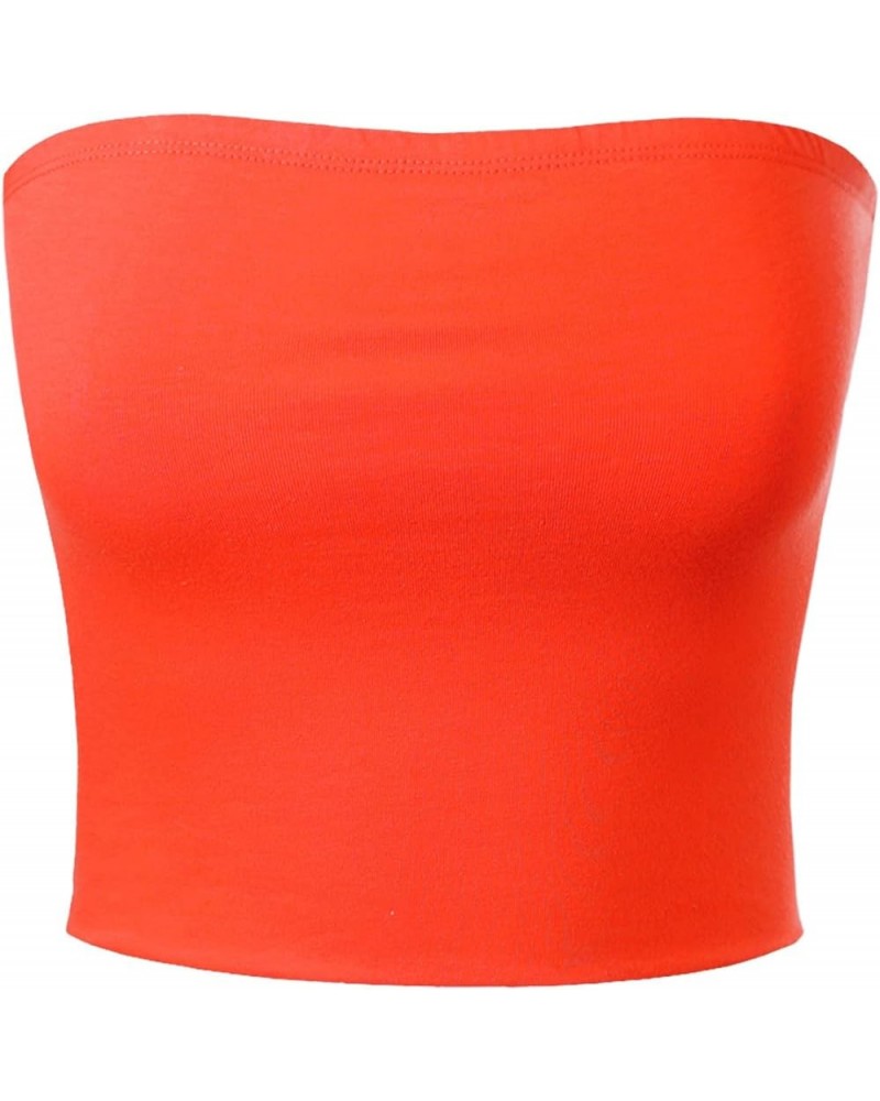 Women's Casual Strapless Basic Sexy Tube Top Orange $11.30 Tanks