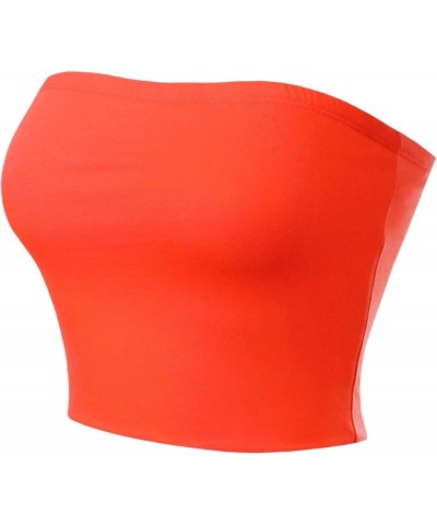 Women's Casual Strapless Basic Sexy Tube Top Orange $11.30 Tanks