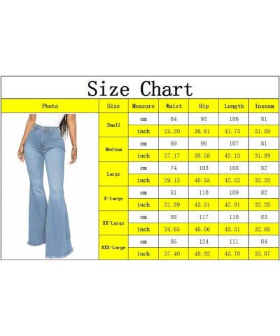 Women's Ripped Jeans Bell Bottom Flare Jeans Mid Rise Destroyed Hem Denim Pants C-light Blue $21.31 Jeans