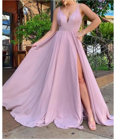 Women Bridesmaid Dress Long 2023 Chiffon A Line Formal Dresses Slit Wedding Party Gowns with Pockets OSA001 Champagne $23.85 ...