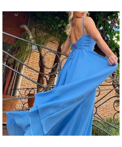 Women Bridesmaid Dress Long 2023 Chiffon A Line Formal Dresses Slit Wedding Party Gowns with Pockets OSA001 Champagne $23.85 ...