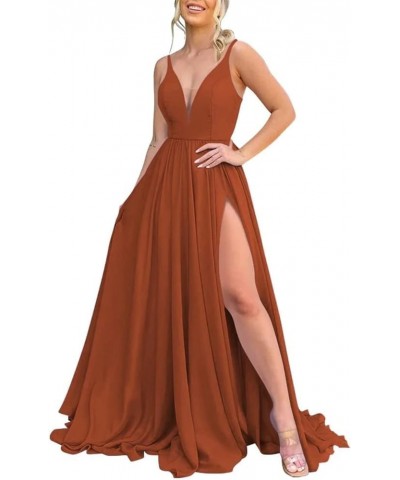 Women Bridesmaid Dress Long 2023 Chiffon A Line Formal Dresses Slit Wedding Party Gowns with Pockets OSA001 Champagne $23.85 ...