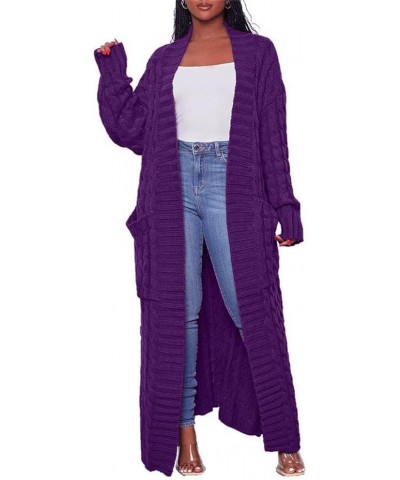 Long Sweaters for Women Cardigan Open Front Long Sleeve Plus Size Chunky Cable Knit Duster Cardigans with Pockets Winter Coat...