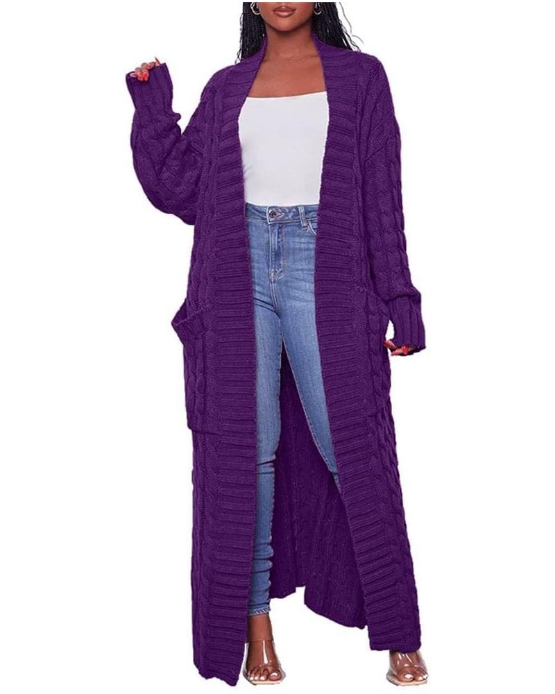 Long Sweaters for Women Cardigan Open Front Long Sleeve Plus Size Chunky Cable Knit Duster Cardigans with Pockets Winter Coat...