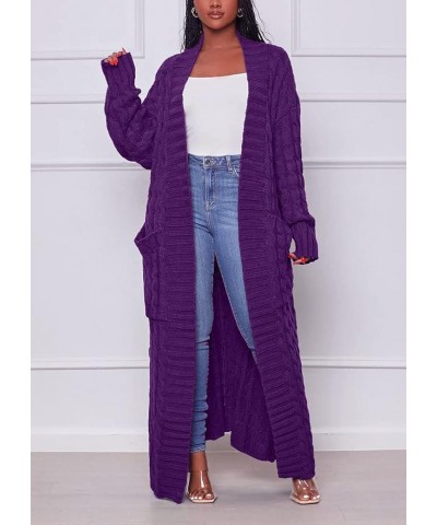 Long Sweaters for Women Cardigan Open Front Long Sleeve Plus Size Chunky Cable Knit Duster Cardigans with Pockets Winter Coat...