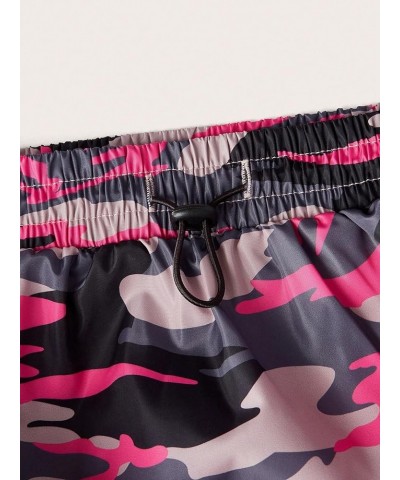 Women's Camo Print Ruched Mini Skirt Drawstring High Waisted Bodycon Skirts Pink Multi $11.34 Skirts